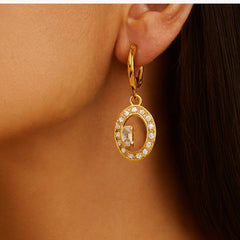 Oval Stone Charm Necklace Set