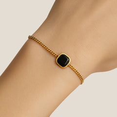 Black Stone Gold Chain Bracelet