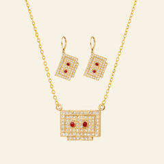 Rectangular Stone Pendant Set