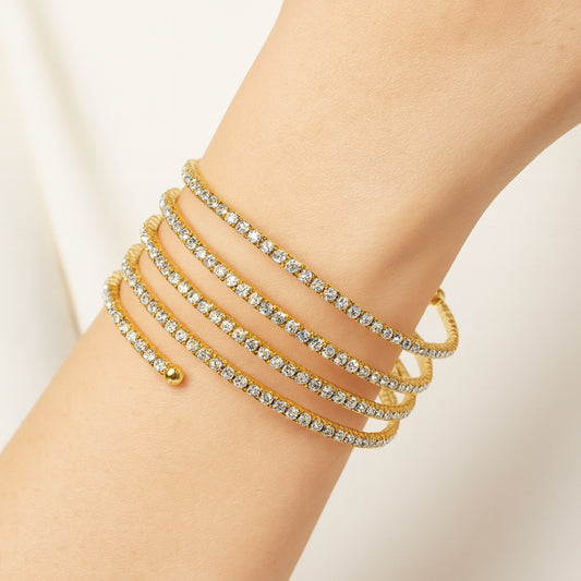 Crystal Multilayer Spiral Wrap Bracelet