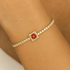 Ruby Charm Gold Bracelet