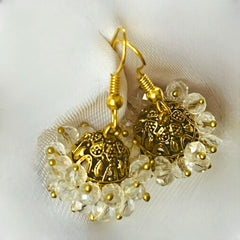 Golden Dome Crystal Beaded Earrings
