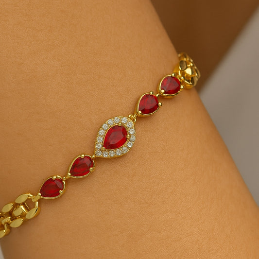 Ruby Glow Gold Bracelet