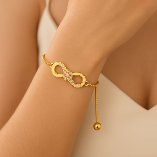 Gold Infinity Floral Bracelet