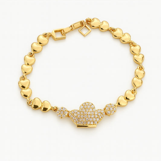 Gold Heart Charm Bracelet