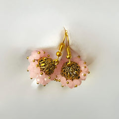 Blush Pink Beaded Antique Earrings