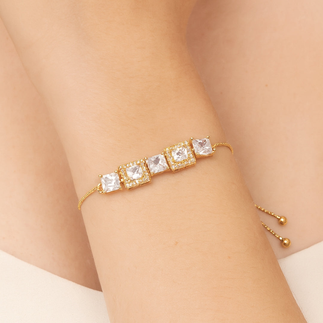 Gold Square Stone Bracelet