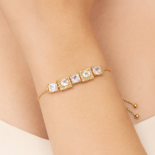 Gold Square Stone Bracelet