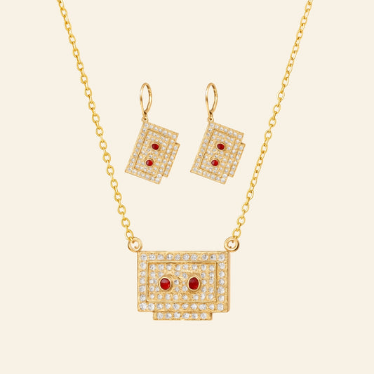 Rectangular Stone Pendant Set