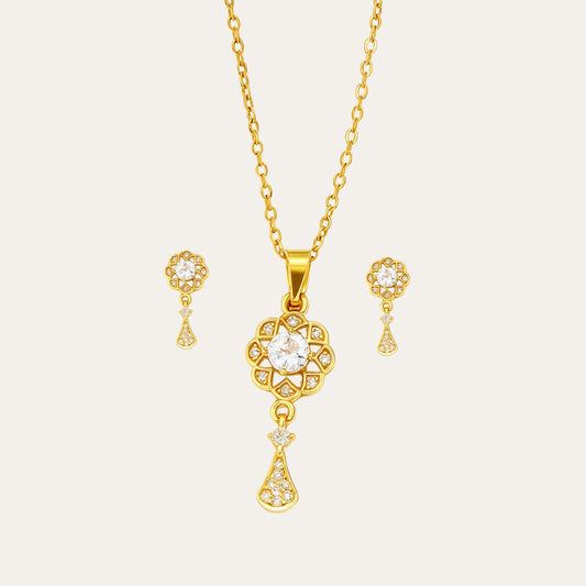 Floral Elegance Stone Necklace Set