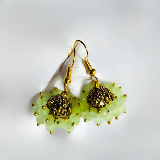 Mint Green Beaded Dome Earrings