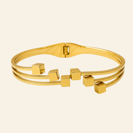 Golden Cube Charm Bracelet