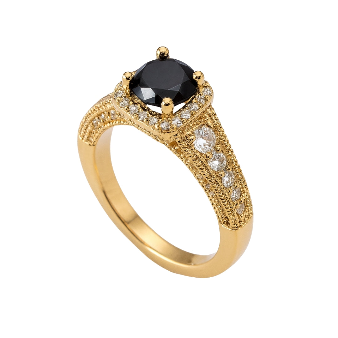 Royal Black Stone Gold Ring