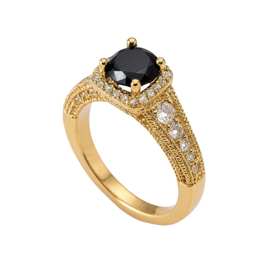 Royal Black Stone Gold Ring