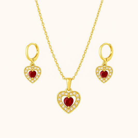Mystic Ruby Floral Jewelry Set